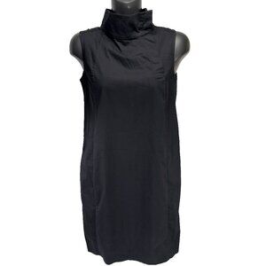 COS  High Neck Cotton Blend Side Pockets Sleeveless Black Shift‎ Dress Size  6